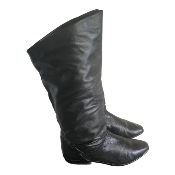 Vintage Mister Shoes Genuine Leather Black Pull On Mid Calf Boots 8M - Picture 3 of 9